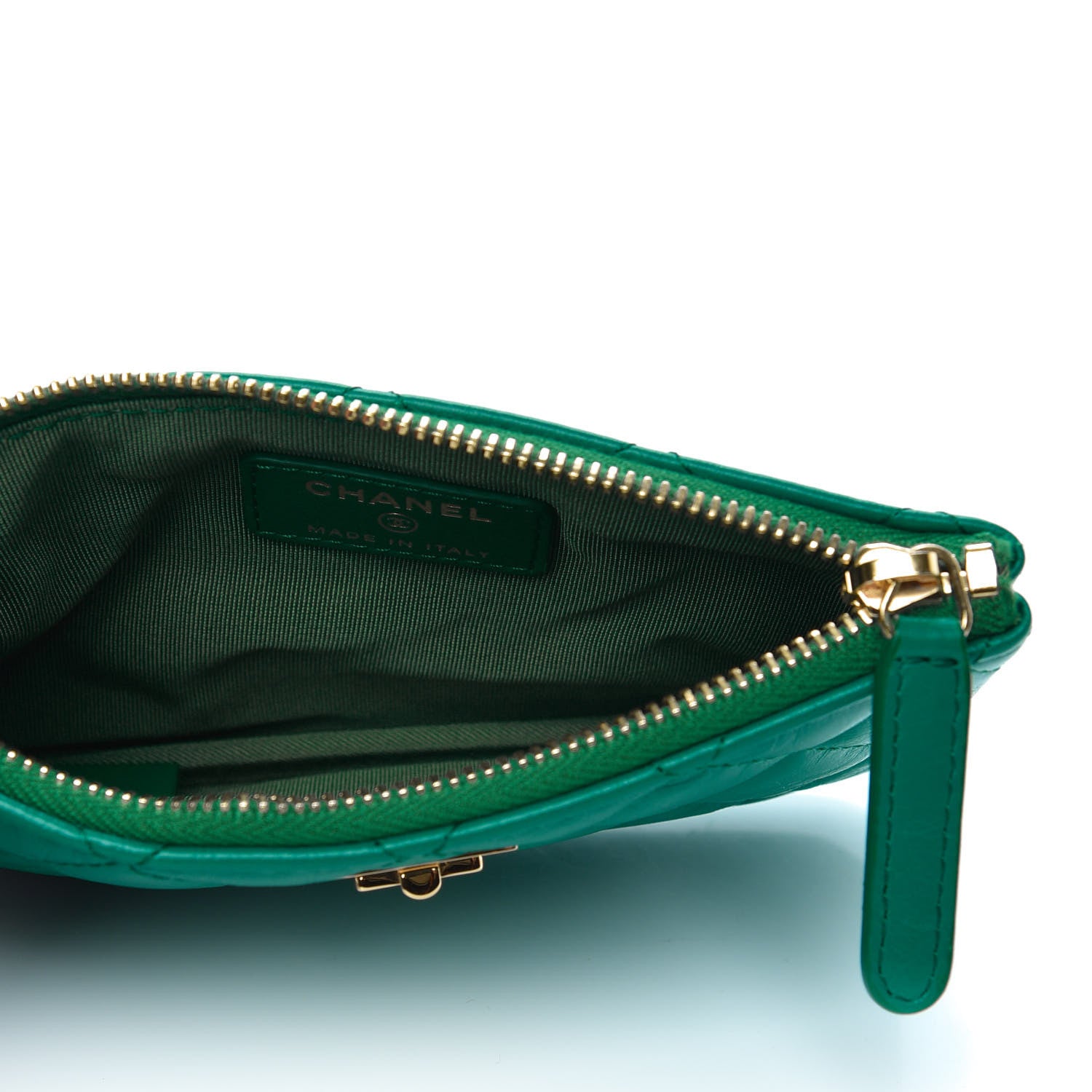 Chanel Aged Calfskin Quilted Small Reissue Cosmetic Case Green 4 of 7
