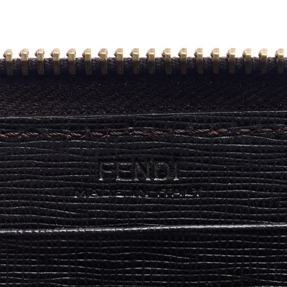 Fendi Zucca Spalmati Vitello Elite Zip Around Wallet Tobacco Ebano 6 of 6