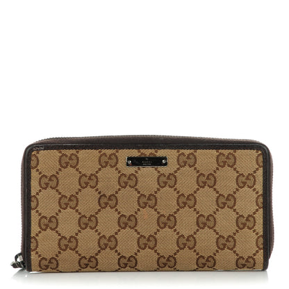 Gucci Monogram Metal Bar Zip Around Wallet Dark Brown 1 of 7