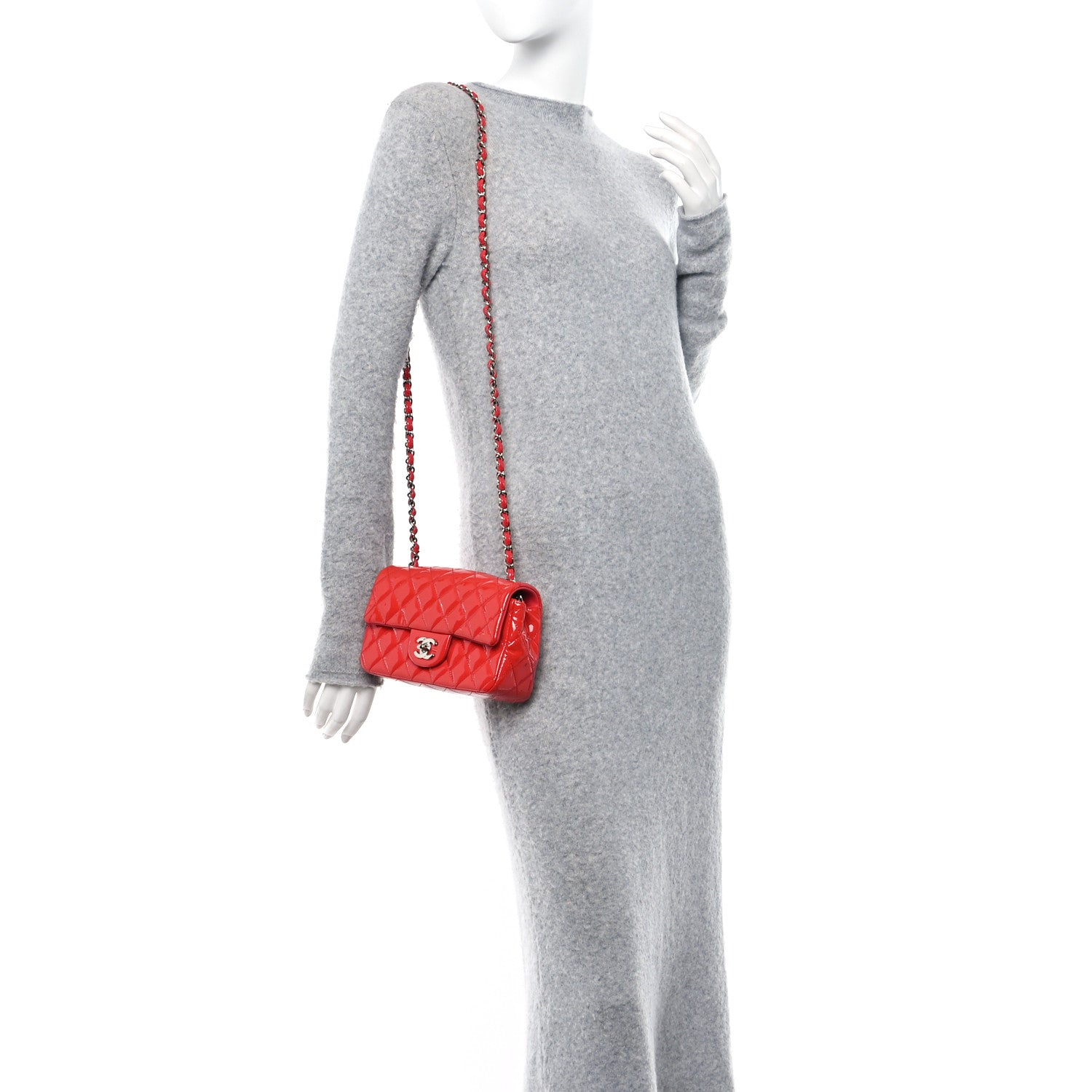 Chanel Patent Calfskin Quilted Mini Rectangular Flap Red 2 of 10