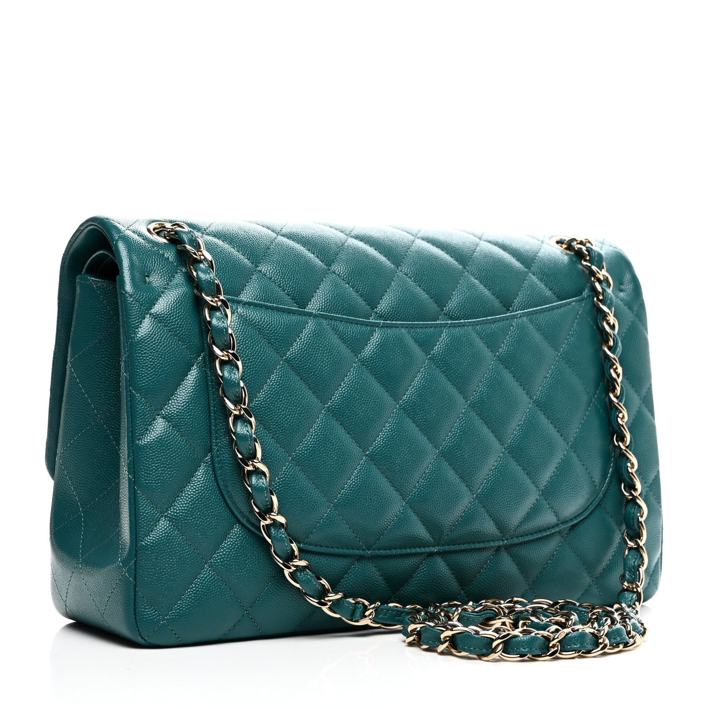 Caviar Quilted Jumbo Double Flap Green