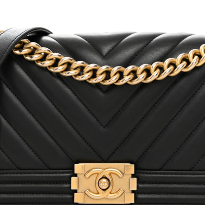 Chanel Lambskin Chevron Quilted Medium Boy Flap Black 8 of 10