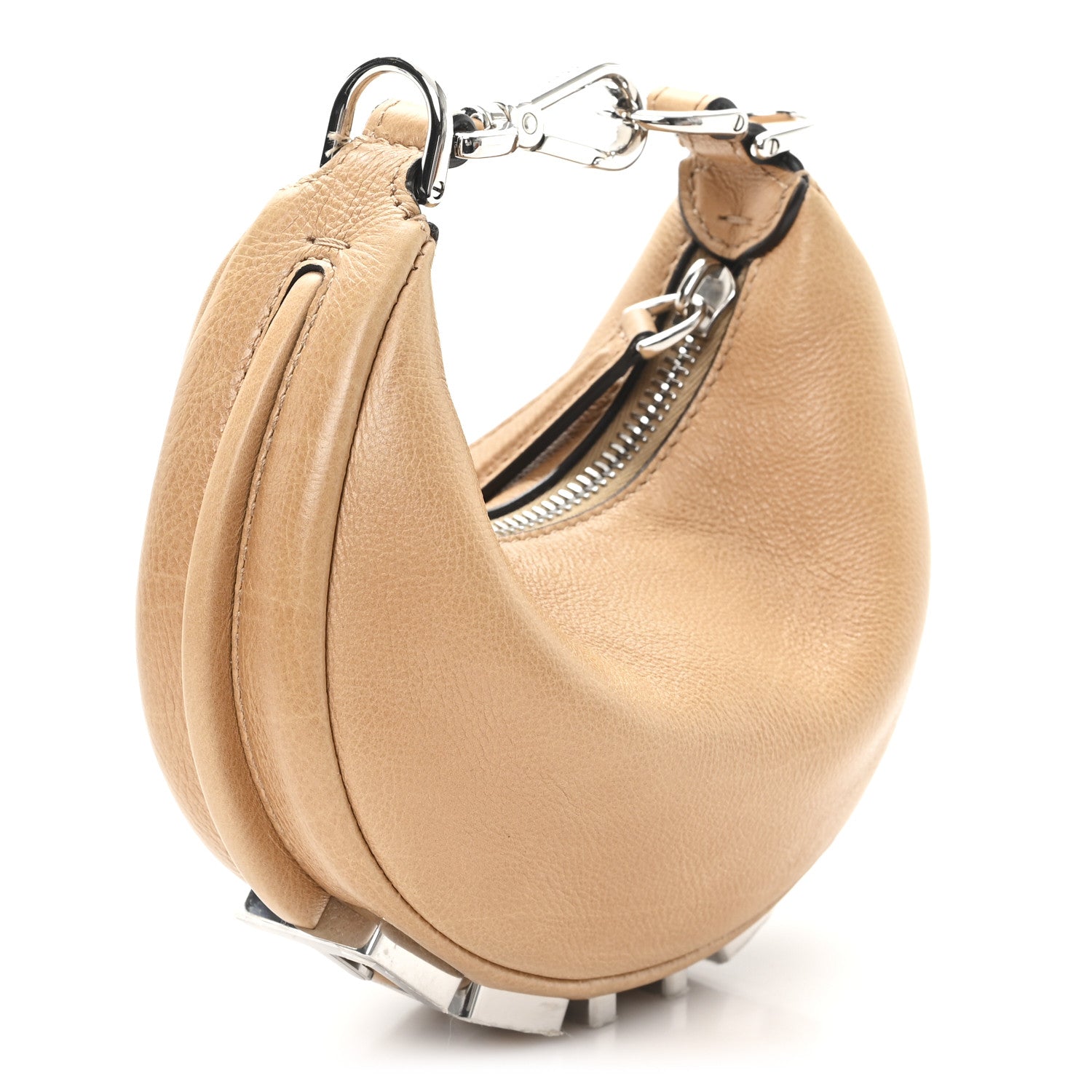Fendi Vitello Grace Nano Fendigraphy Hobo Charm Miele Scuro 2 of 8