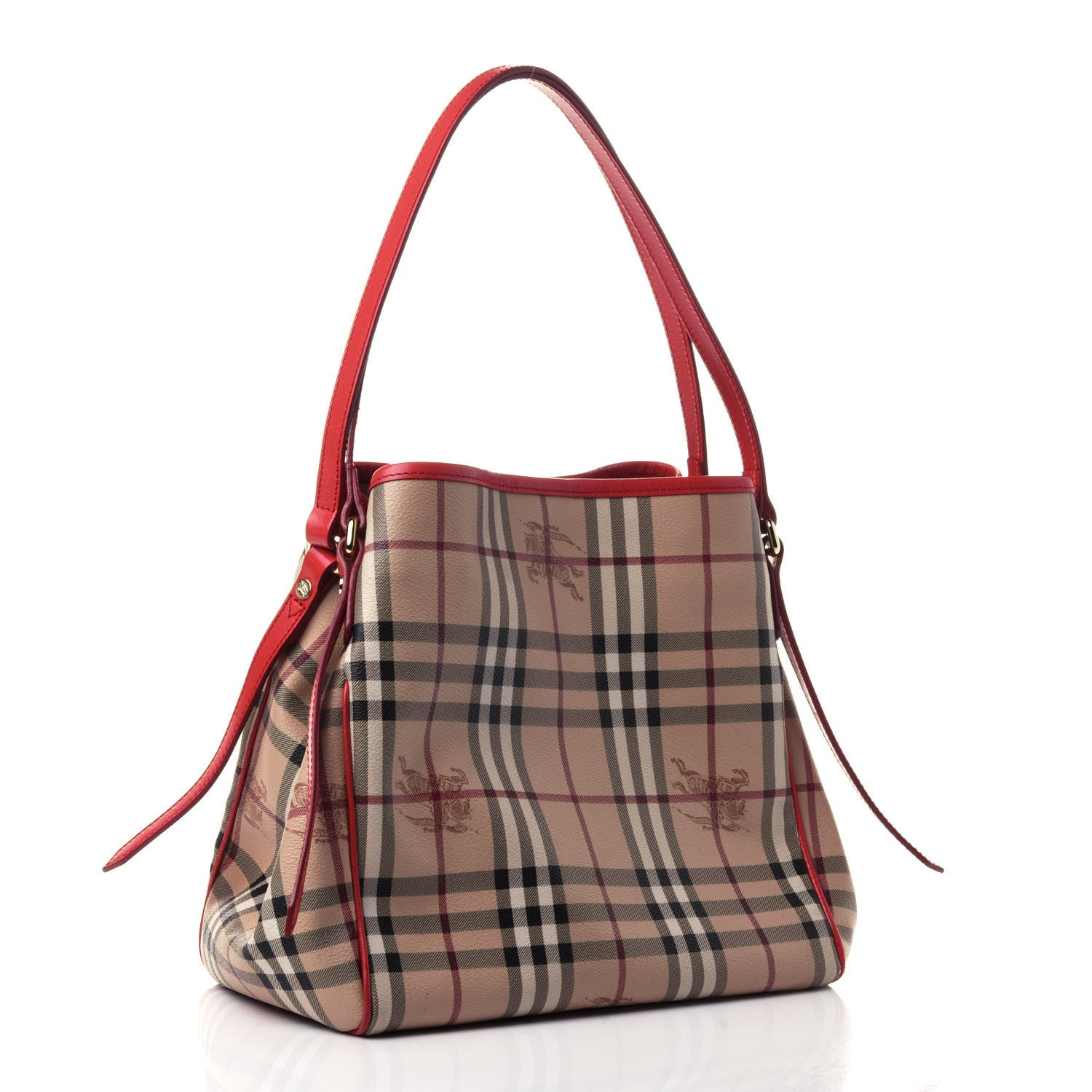 Burberry Haymarket Check Small Canterbury Tote Coral Red 2 of 4