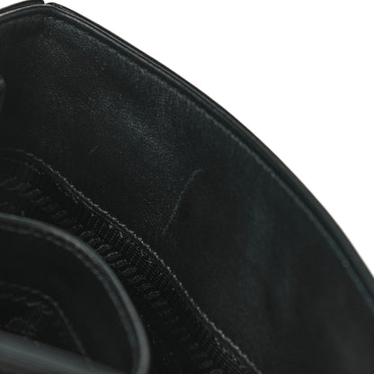 Prada Spazzolato Triangle Small Double Handle Crossbody Tote Black 14 of 14