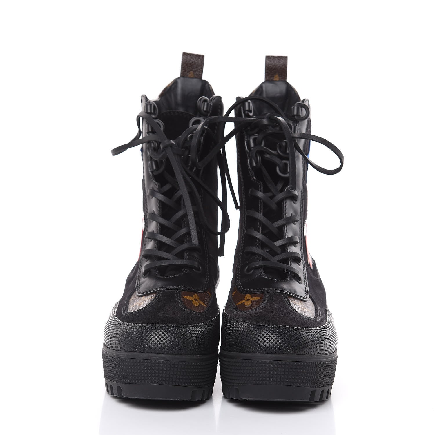 Louis Vuitton Suede Calfskin Monogram LV Black Heart Laureate Platform Desert Boots 37.5 Black 2 of 8