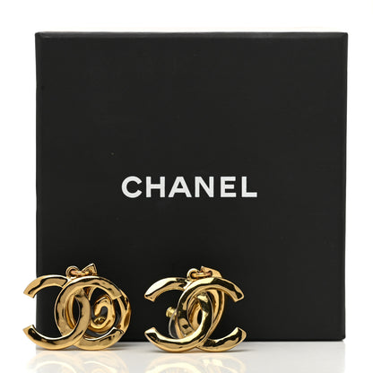 Chanel Metal Textured CC Scroll Drop Earrings Gold 5 of 5