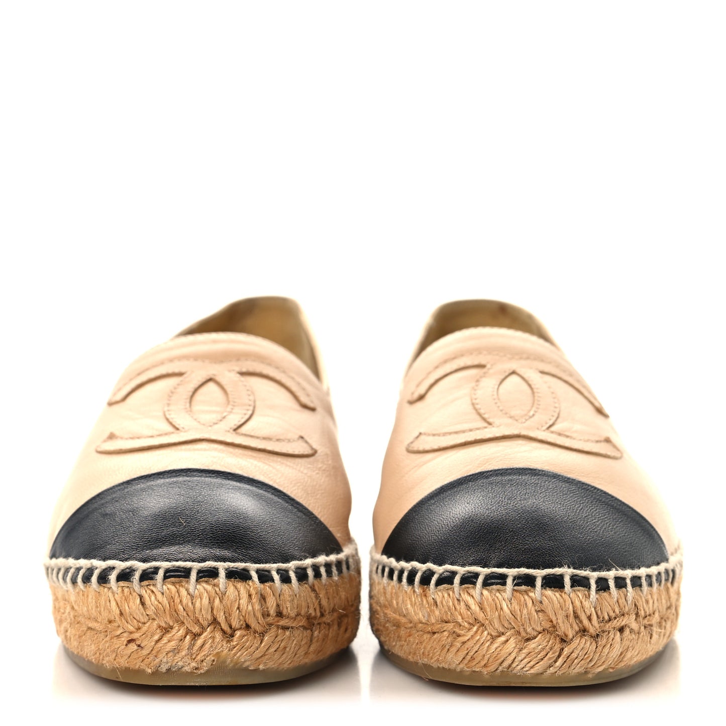 Lambskin CC Espadrilles 37 Beige Black