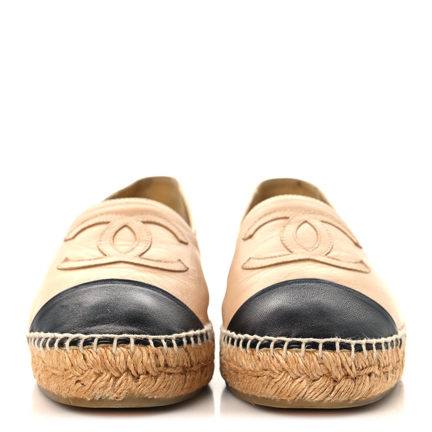 Chanel Lambskin CC Espadrilles 37 Beige Black 3 of 9