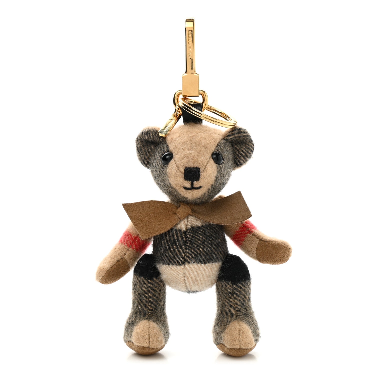 Burberry Cashmere Vintage Check Thomas Bear Bag Charm Camel 1 of 3