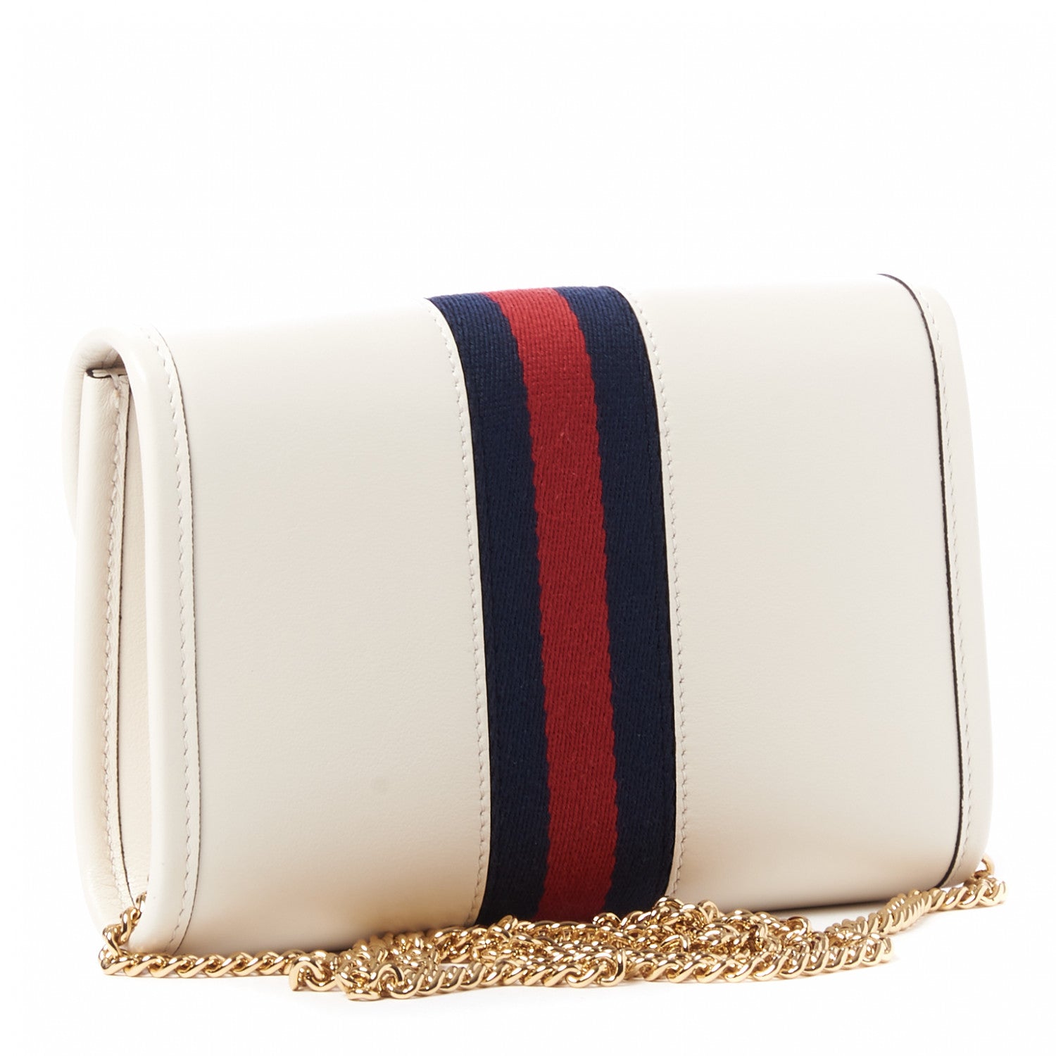 Gucci Textured Calfskin Web Mini Rajah Slim Flap Shoulder Bag Mystic White 3 of 10