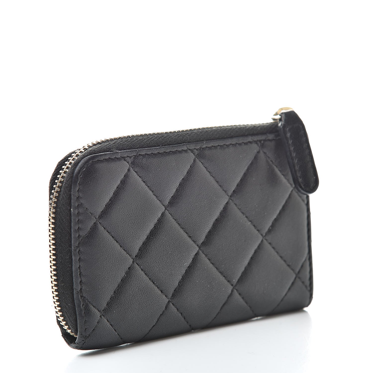 Chanel Lambskin Quilted Zip Coin Purse Black 3 of 9