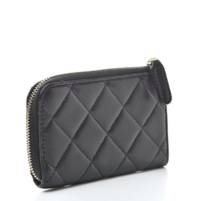 Chanel Lambskin Quilted Zip Coin Purse Black 3 of 9