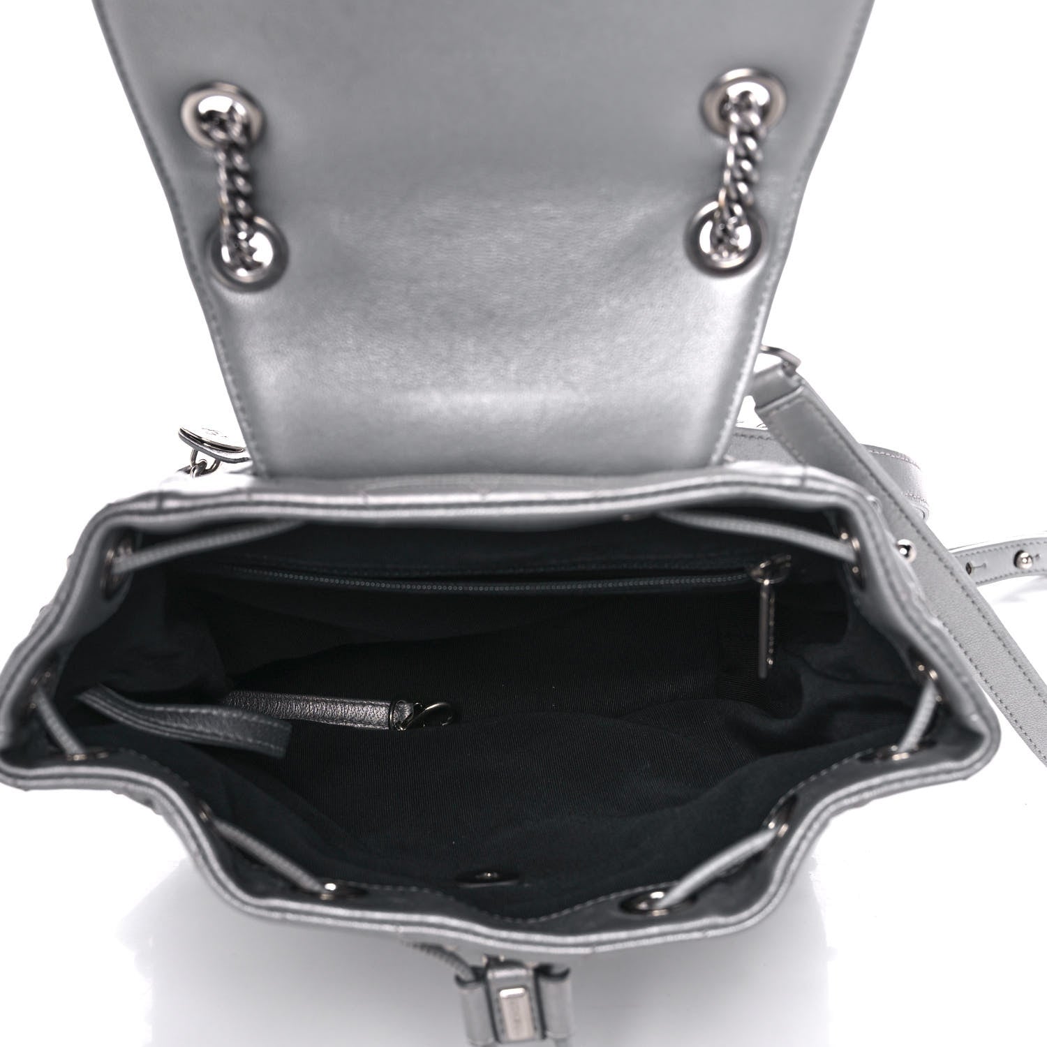 Chanel Metallic Lambskin Chevron Quilted Studded Stud Wars Backpack Silver 4 of 12