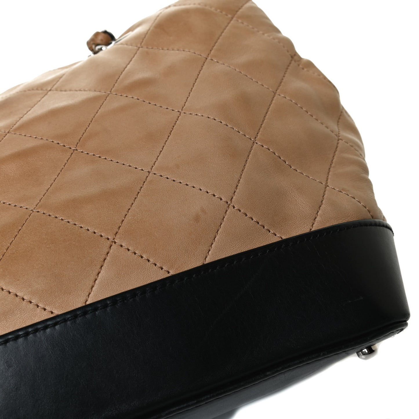 Calfskin Stitched VIP Medium Shopping Tote Beige Black