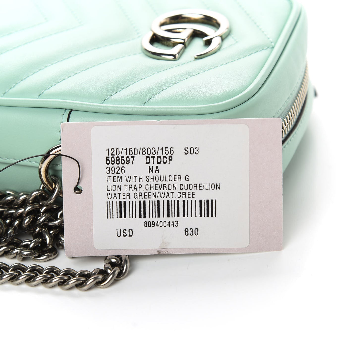 Calfskin Matelasse Mini GG Marmont Crossbody Bag Water Green