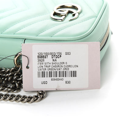 Gucci Calfskin Matelasse Mini GG Marmont Crossbody Bag Water Green 13 of 13