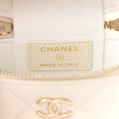 Chanel Caviar Quilted Small Handle With Care Vanity Case With Chain White 6 of 9