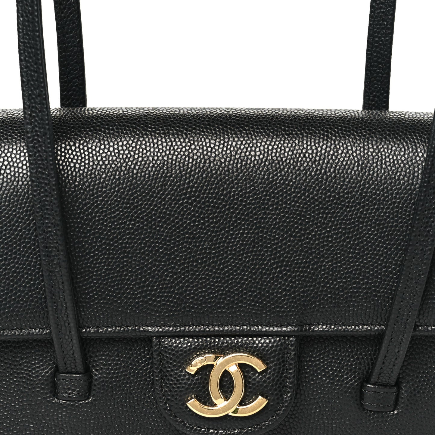 Shiny Caviar Mini Preppy Coco Shoulder Bag Black