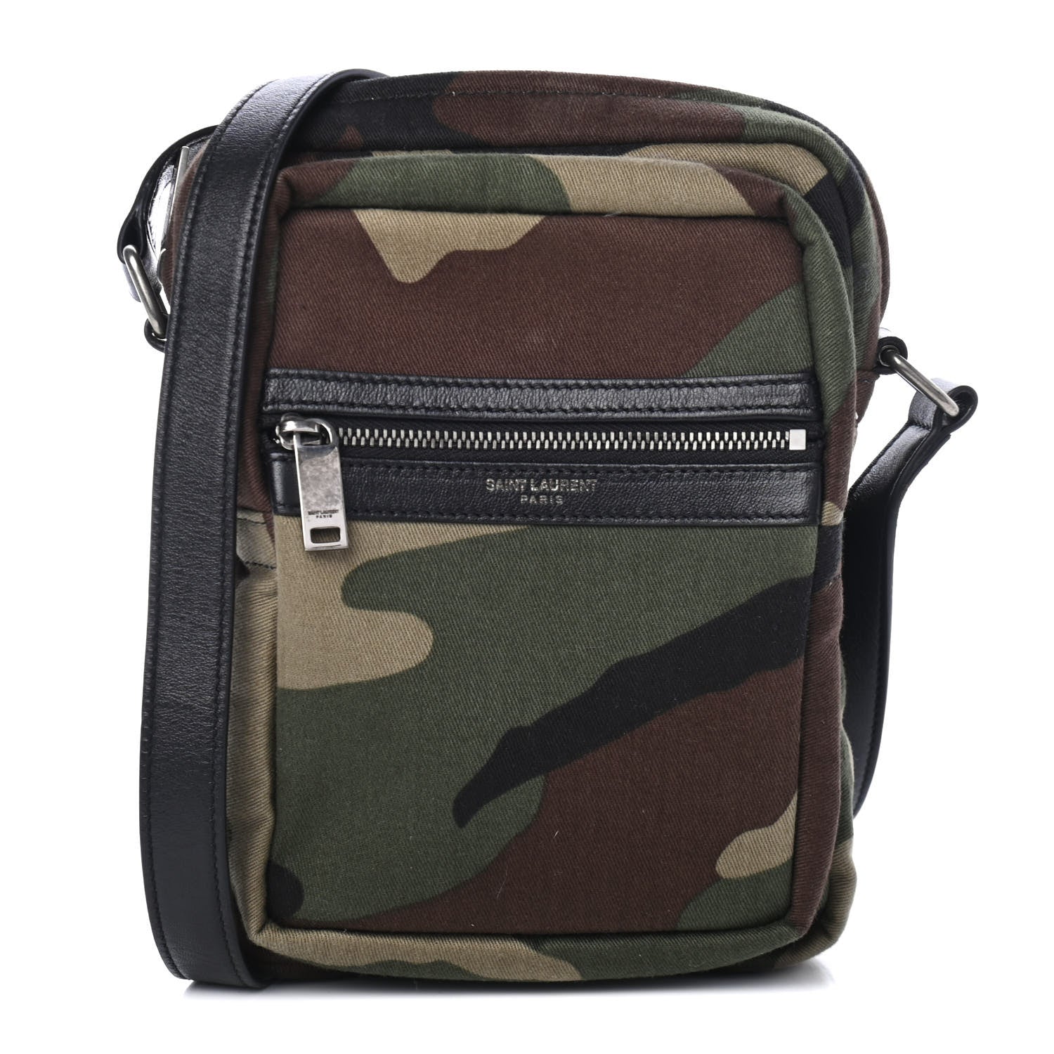 Saint Laurent Canvas Calfskin Camouflage Sid Messenger Bag Green 1 of 4