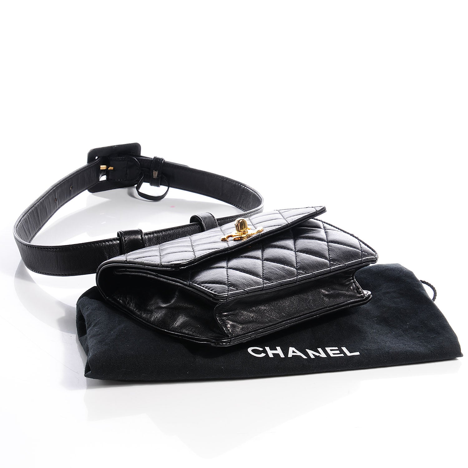 Chanel Lambskin Quilted Flap Belt Black 4 of 9