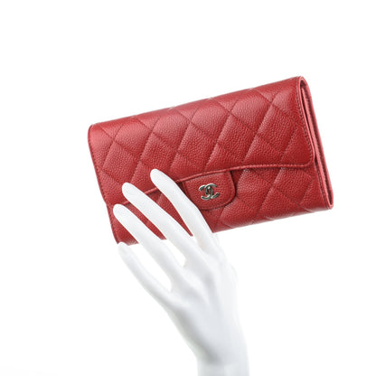 Chanel Caviar Quilted Large Flap Wallet Red 2 of 8