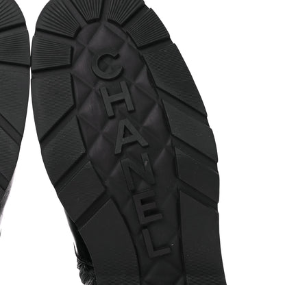 Chanel Shiny Calfskin Patent Quilted Chain Lace Up Combat Boots 39 Black 6 of 9