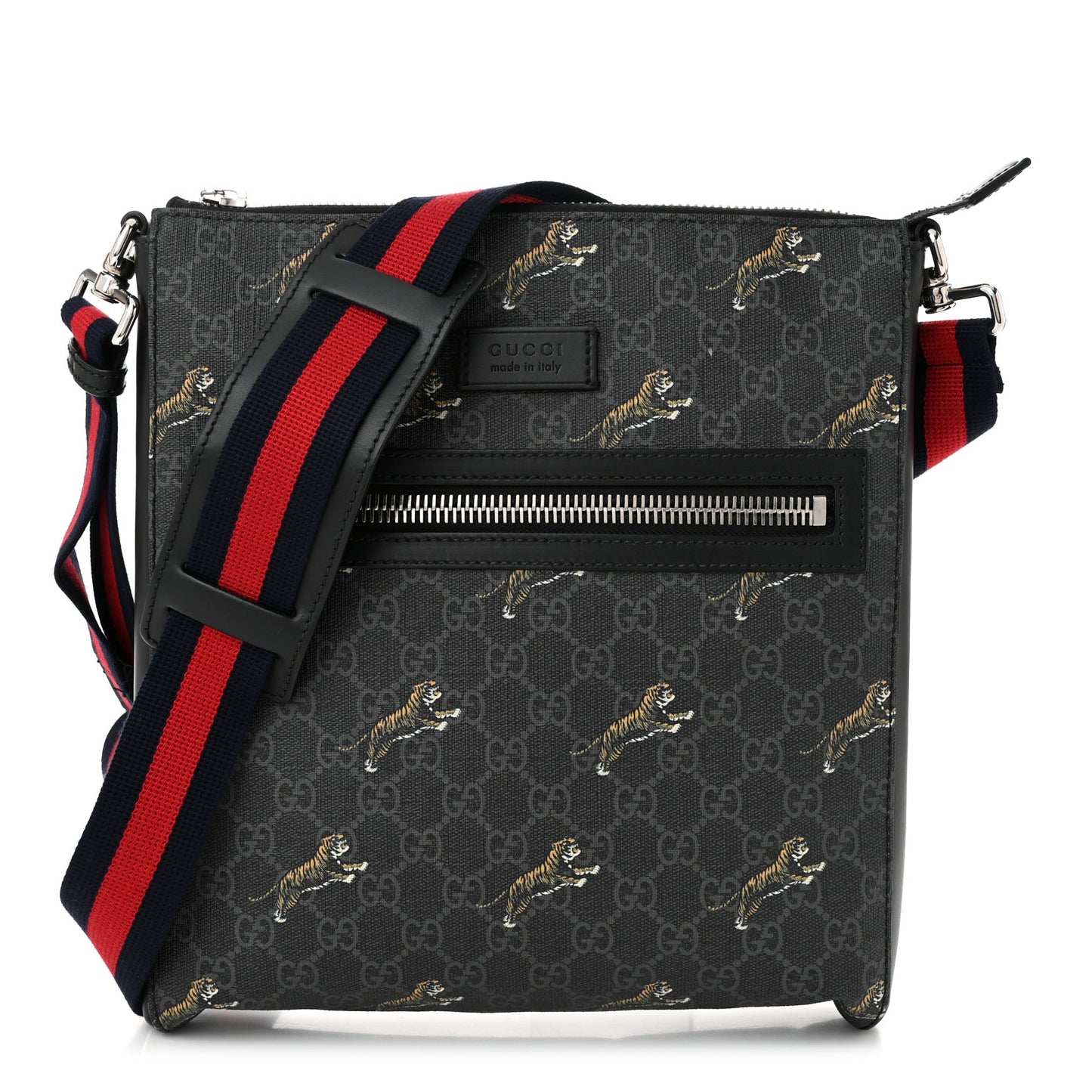 GG Supreme Monogram Tigers Web Messenger Bag Black Multicolor