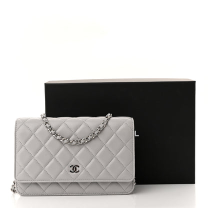 Chanel Lambskin Quilted Wallet On Chain WOC Grey 12 of 12