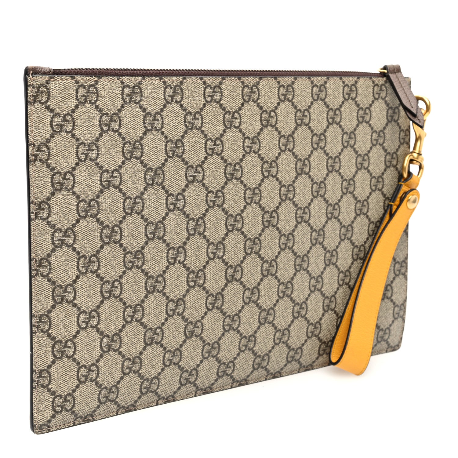 Gucci GG Supreme Monogram Neo Vintage Zip Wristlet Pouch Beige New Acero Crop 3 of 6