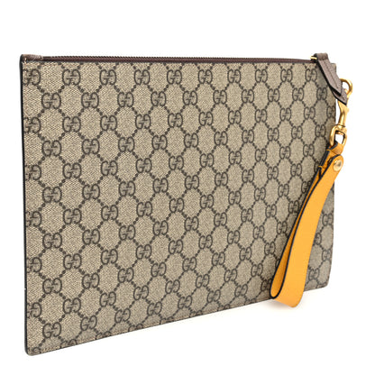 Gucci GG Supreme Monogram Neo Vintage Zip Wristlet Pouch Beige New Acero Crop 3 of 6