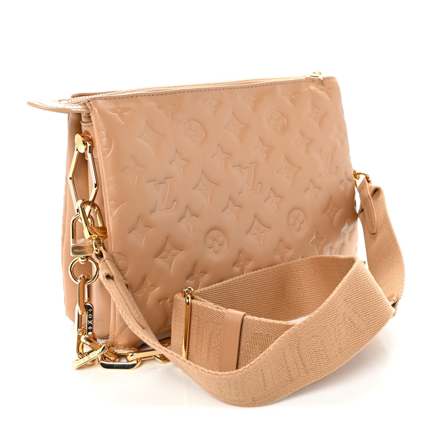 Louis Vuitton Lambskin Embossed Monogram Coussin PM Camel 3 of 10