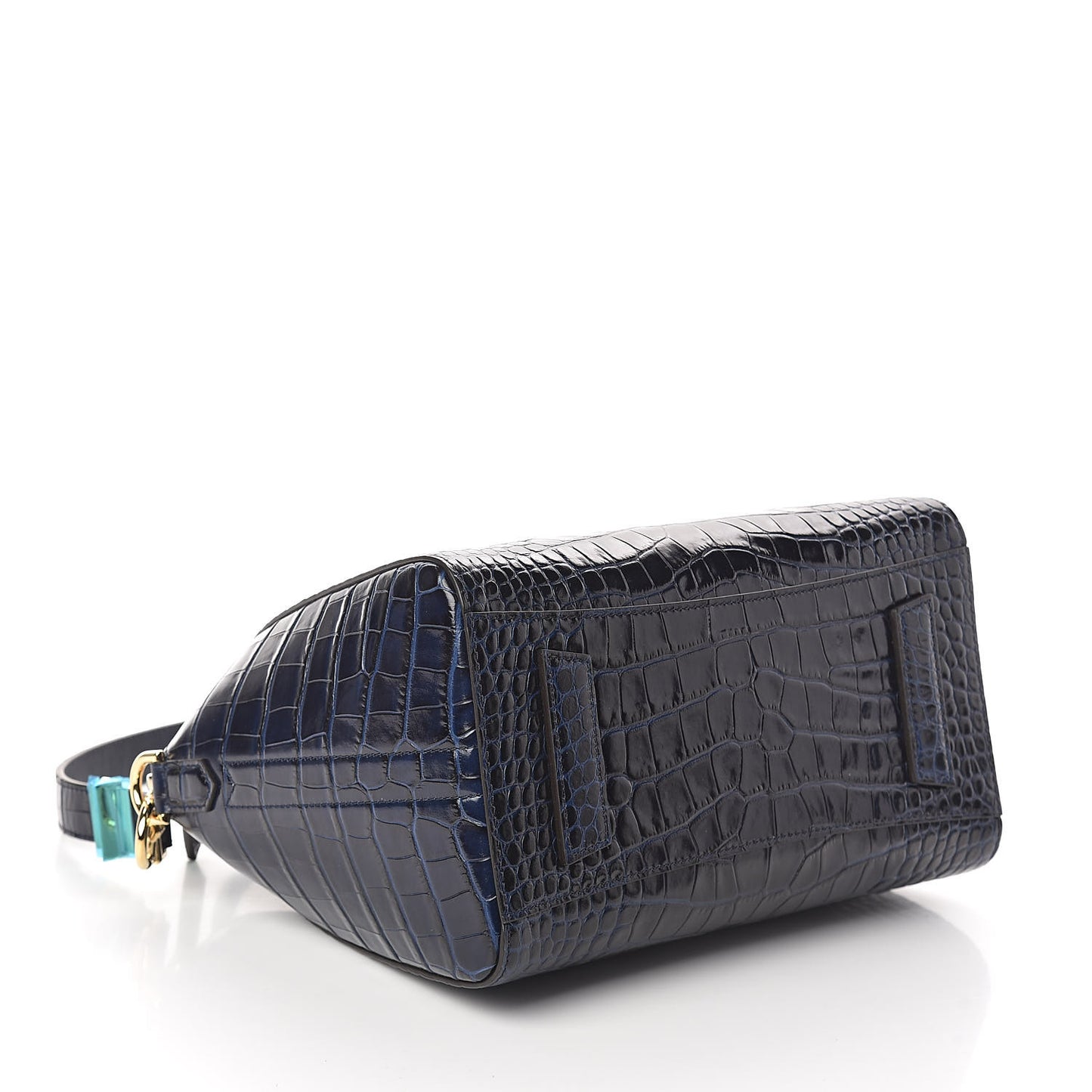 Calfskin Crocodile Embossed Small Antigona Deep Blue