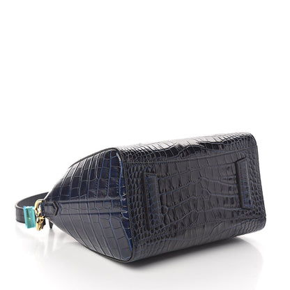 Givenchy Calfskin Crocodile Embossed Small Antigona Deep Blue 4 of 9