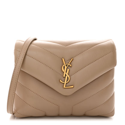 Saint Laurent Calfskin Y Quilted Monogram Toy Loulou Crossbody Bag Dark Beige 1 of 11