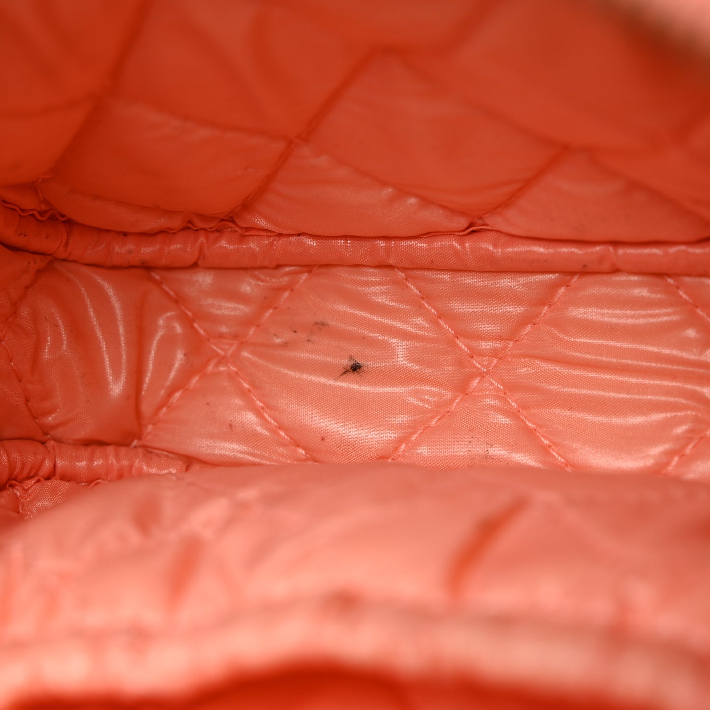 Caviar Quilted Small Curvy Pouch Cosmetic Case Light Orange