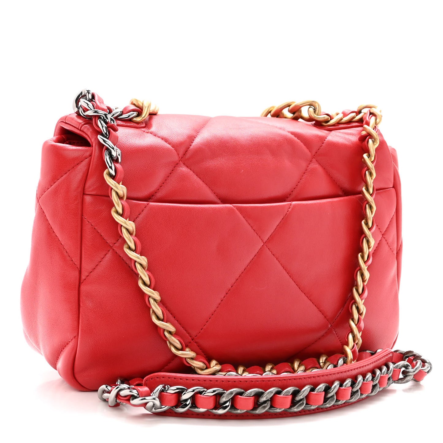 Lambskin Quilted Medium Chanel 19 Flap Red