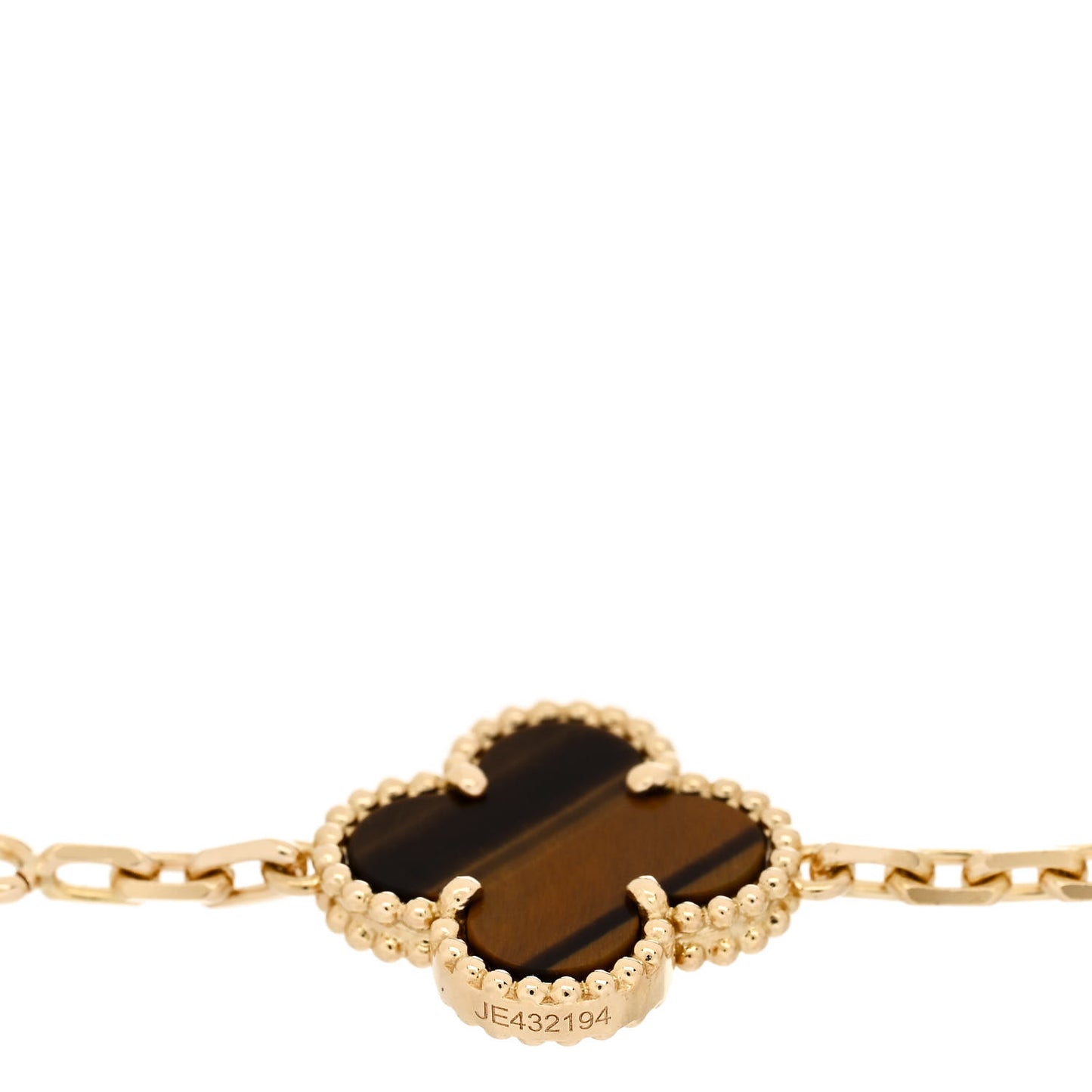 18K Yellow Gold Tiger Eye 5 Motifs Vintage Alhambra Bracelet