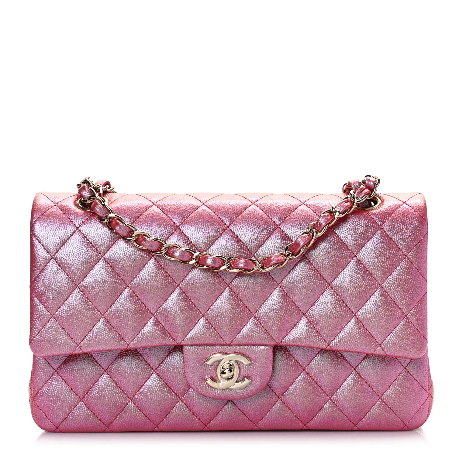 Chanel Iridescent Caviar Quilted Medium Double Flap Pink 1 of 9