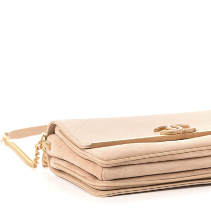 Chanel Grained Calfskin Stitched Enamel CC Flap Bag Beige 8 of 10