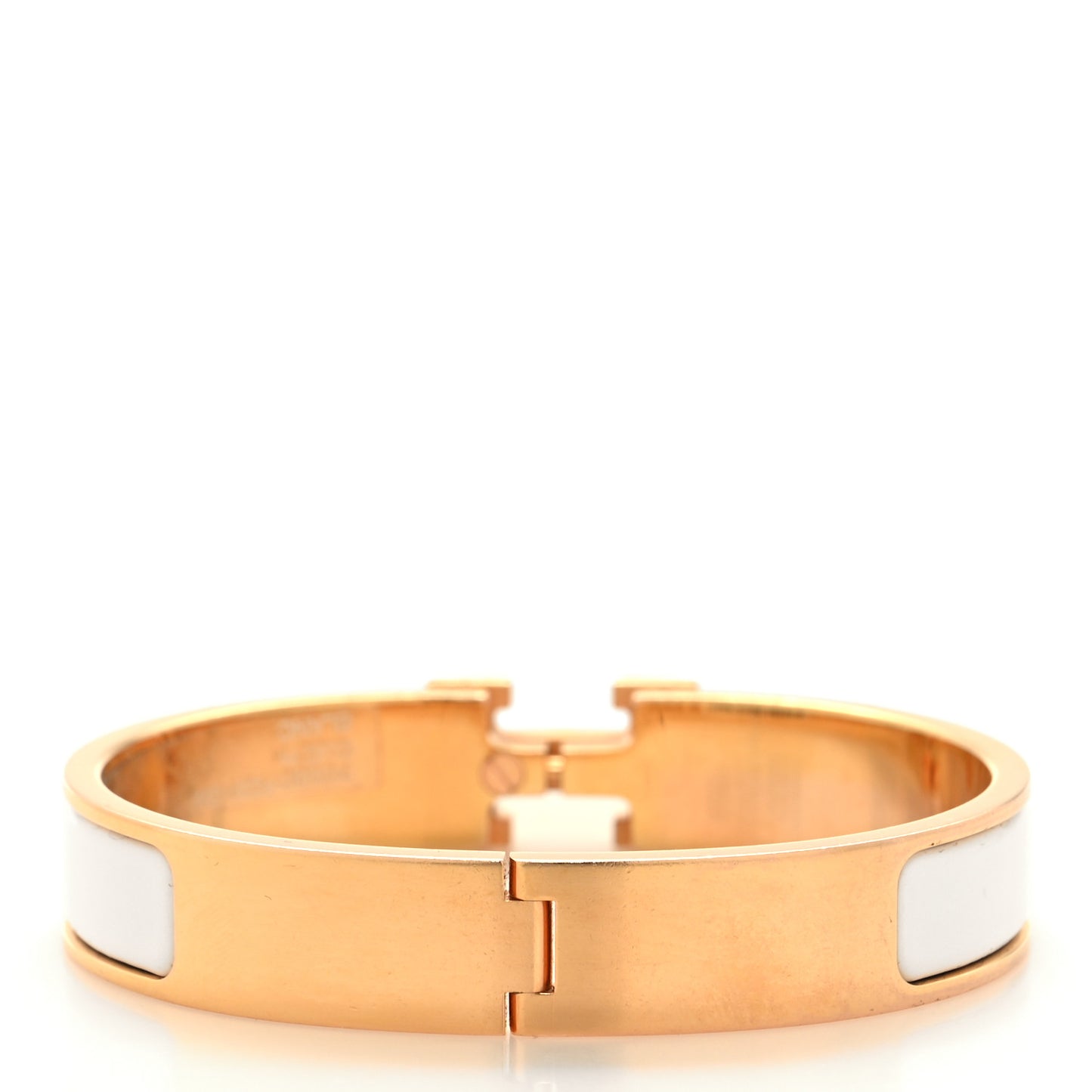 Enamel Narrow Clic Clac H Bracelet GM White