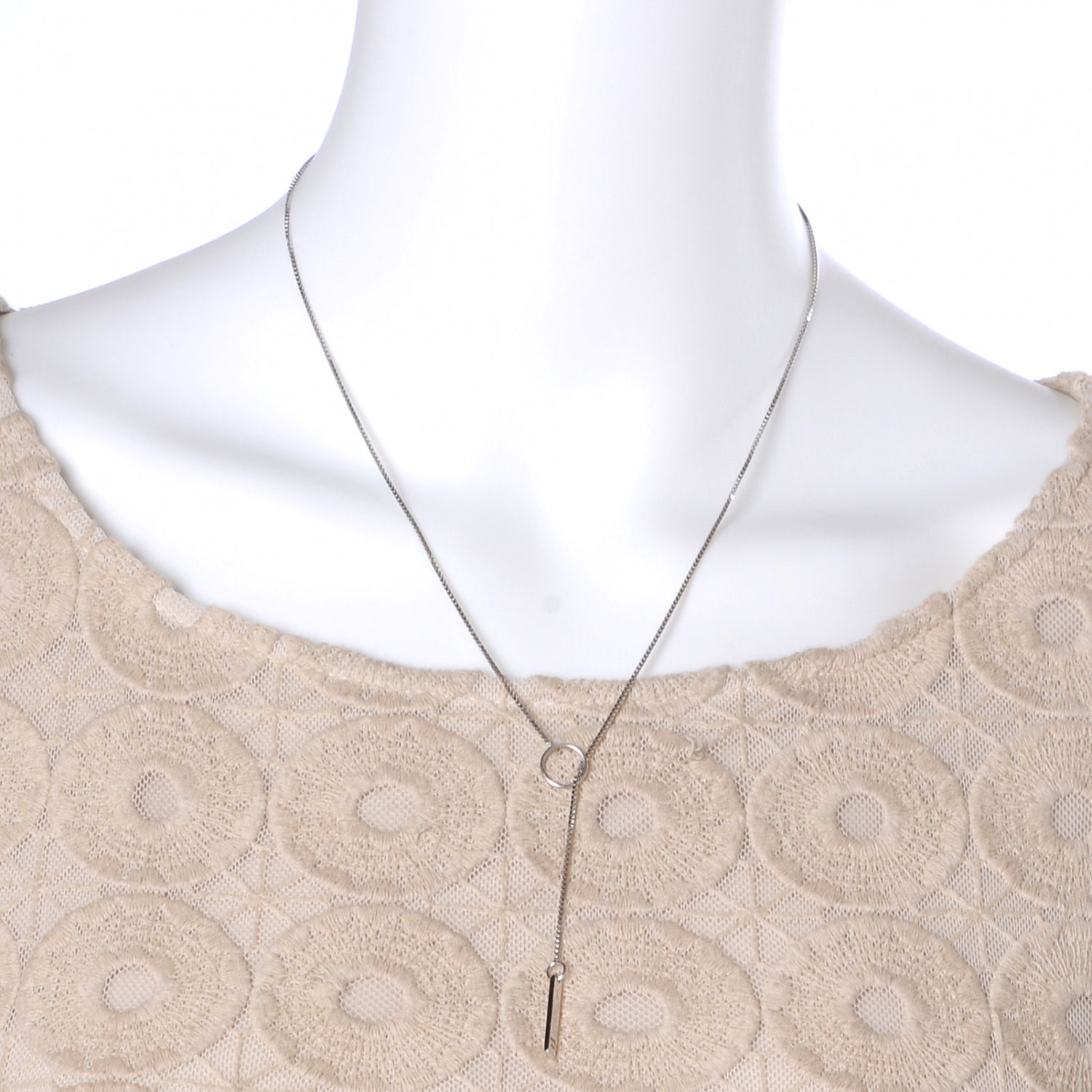 Gucci 18K White Gold 20mm Lariat Necklace 2 of 4