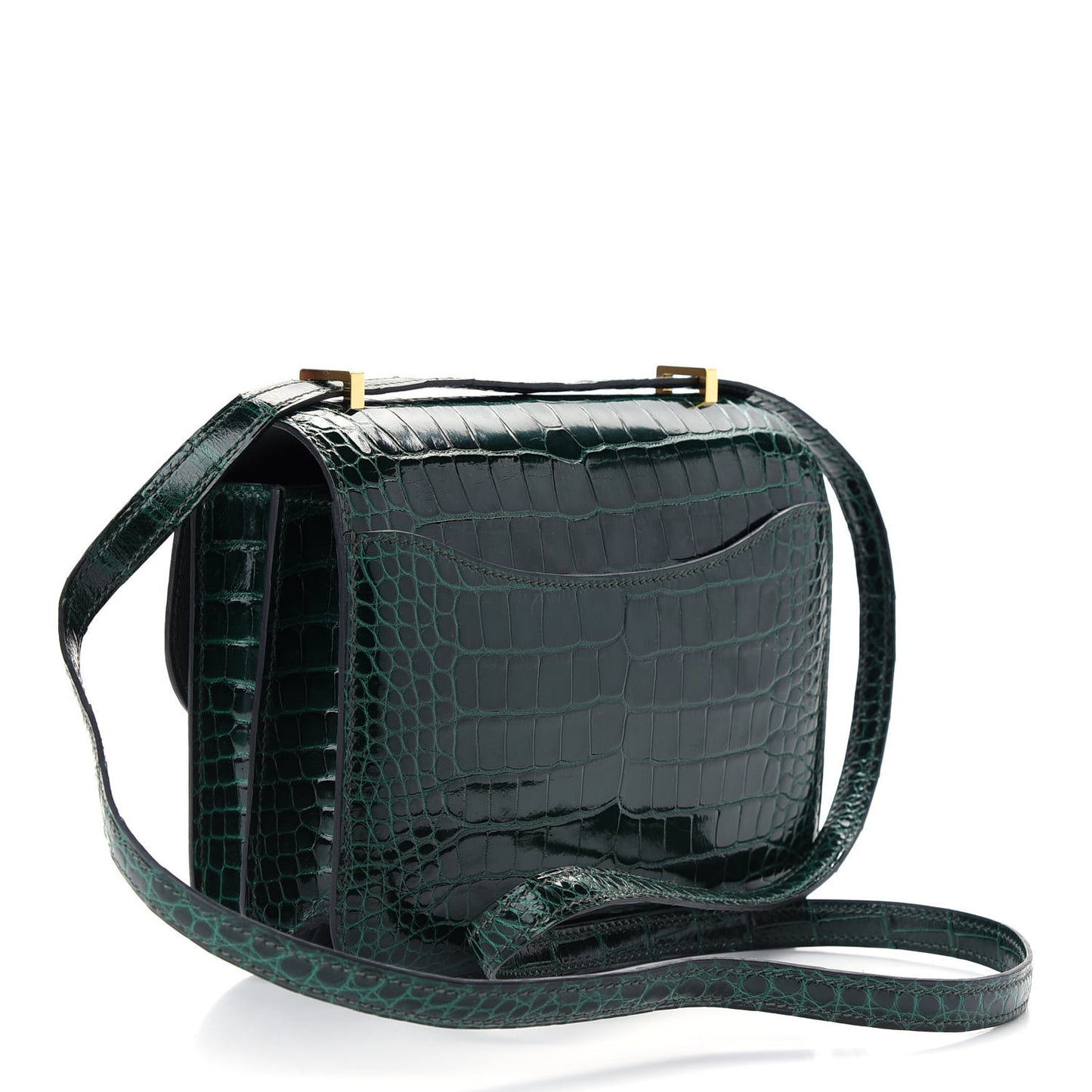 Shiny Alligator Constance 18 Vert Fonce