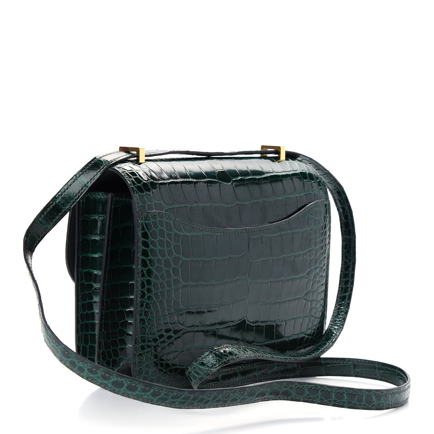 Hermes Shiny Alligator Constance 18 Vert Fonce 3 of 10