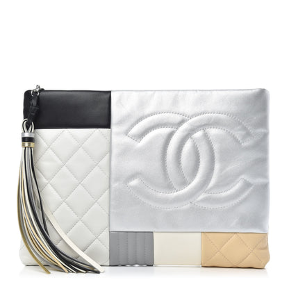 Chanel Lambskin Patchwork Medium Cosmetic Case Multicolor Silver 1 of 8