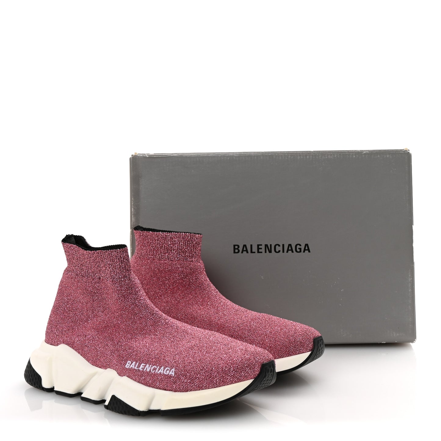 Laminated Knit Bi-Color Sole Womens Speed Sneakers 37 Pink White Black