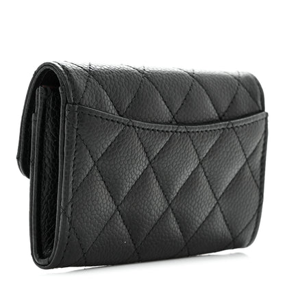 Chanel Caviar Quilted Flap Card Holder Wallet Black 3 of 9
