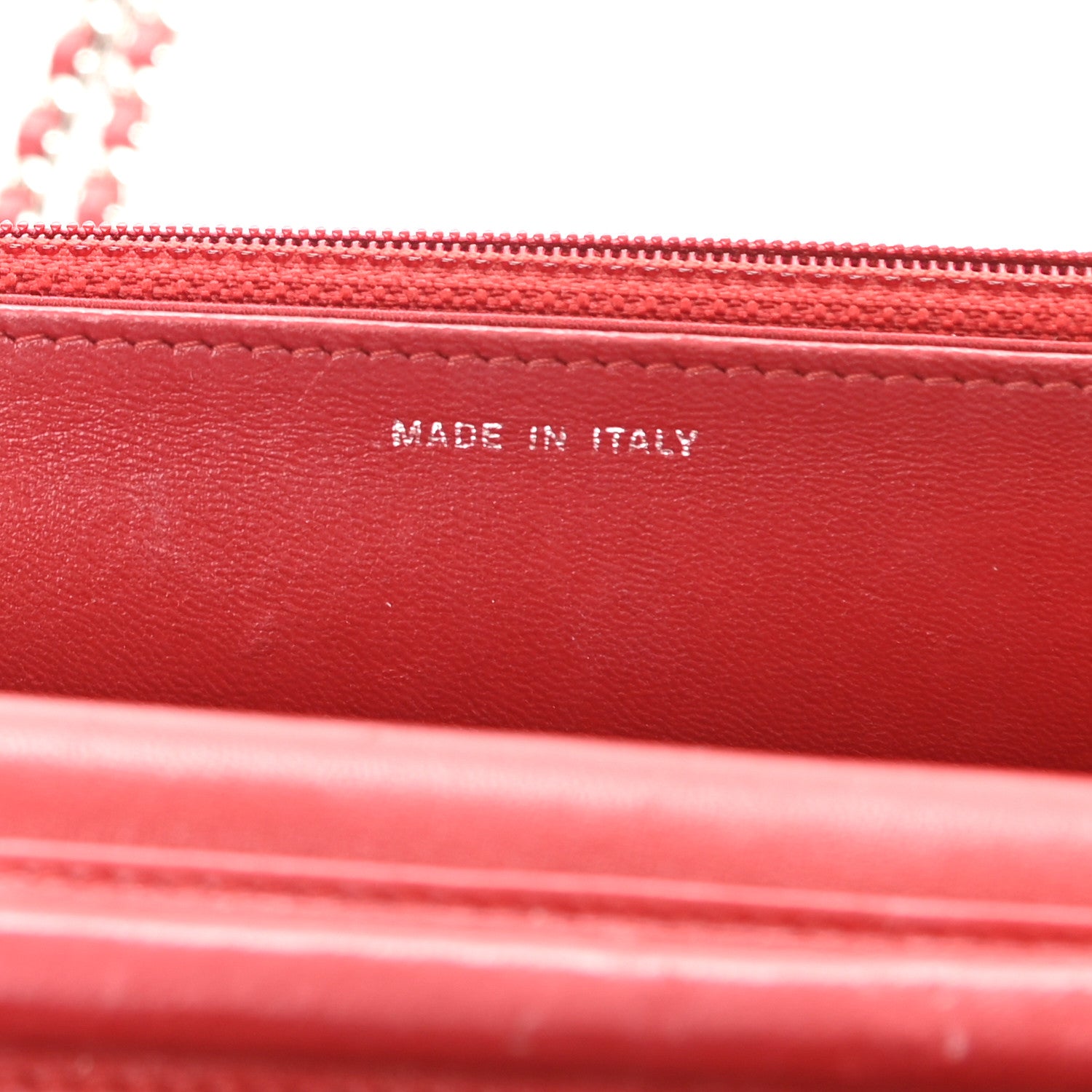 Chanel Lambskin Camellia Embossed Wallet On Chain WOC Red 7 of 13