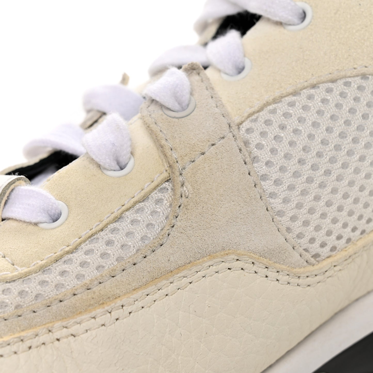 Mesh Suede Calfskin Grained Calfskin Womens CC Sneakers 39.5 White Black