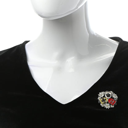 Chanel Enamel Pearl CC Camellia Badge Brooch Silver Red Black Multicolor 2 of 4
